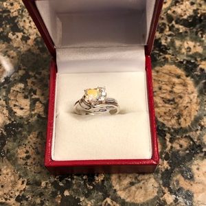 STERLING SILVER OPAL WHITE CRYSTAL SIZE 6 1/4 NWT